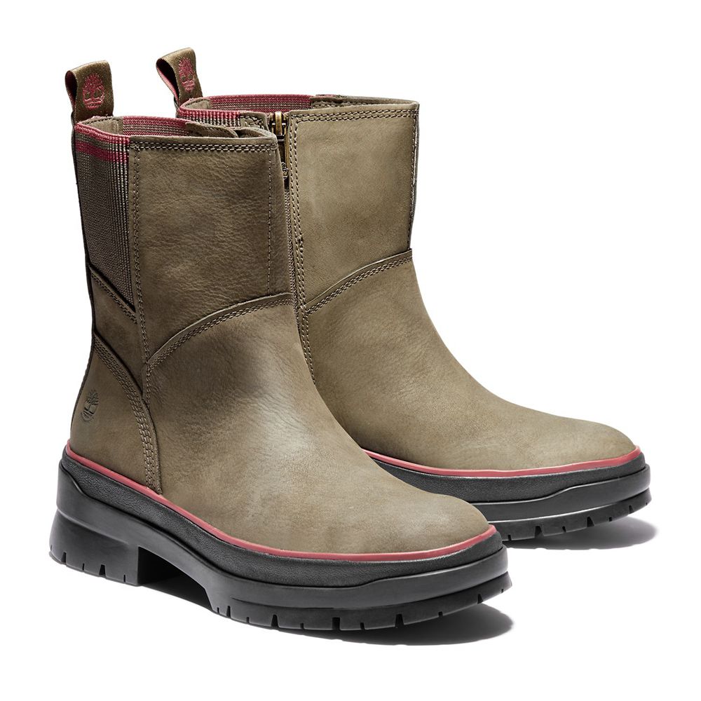 Botas de Invierno Timberland Mujer Malynn Waterproof Side-Zip Verde Oliva - Chile UCE-095814